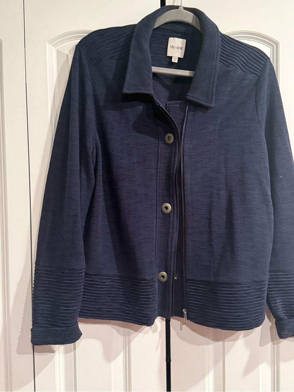 Nic+Zoe Women's Navy snap-Front and zip  Jacket